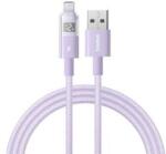 Baseus DISPLAY II adatkábel (USB - lightning, 2.4A, gyorstöltő, cipőfűző, LED kijelző, 100cm) LILA (181026)