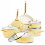 GreenPan Set oale si tigai GreenPan Padova Reserve 10 elemente, galben pastel, inclusiv tigai 20 cm si 28 cm, oala 24 cm, cratita 18 cm, cratita 20 cm (CC008487-001)