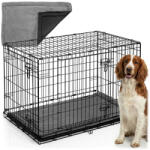 Pethaus Beltéri kutyakennel, Pethaus PH-201, fekete, 91 x 57 x 62 cm, összecsukható, 2 ajtós, acél váz, kivehető műanyag tálca, hordfogantyú, közepes méretű kutyáknak, M méret, kényelmes fekhellyel (TE620100-
