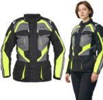 W-Tec Női motoros kabát W-TEC Radana, Visionight fényvisszaverő elemek, intelligens tárolórendszer, AirVent rendszer, rugalmas bordázott panelek fekete-szürke-zöld M (30720-M-2)