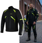 W-Tec Nyári motoros kabát W-TEC Timuco, szellőzőpanelek, rugalmas panelek, fényvisszaverő elemek, tépőzáras pántok fekete-fluo XXL (29326-XXL)
