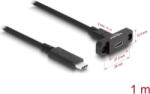Delock Cablu USB Type-C DeLock 10 Gbps 1m negru male la female montare pe panou (87824)