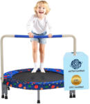 VEVOR Gyerek trambulin kapaszkodóval 91 cm összecsukható mini trambulin kék 100 kg teherbírás