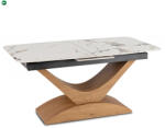 Mebel Elite Alicante kerámia kihúzható asztal 160-200 cm, fehér márvány/tölgy színben