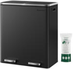 SONGMICS Dupla Pedálos Szemeteskuka Fekete Acél Szelektív Hulladékgyűjtő (EUZ-LTB060BH02)