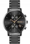 HUGO BOSS 1513780 férfi karóra fekete szíjjal, fekete számlappal, 43 mm-es dobozzal (1513780)