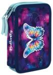KARTON P+P Butterfly Oxy Go kétrekeszes tolltartó lányoknak, felszerelés nélkül, pillangós