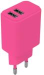 Setty LSIM-AA-126 - 2XUSB hotpink hálózati töltő fej, 2, 4A - graffistore