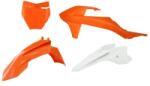 RTECH PLASTIC KIT 4 PCS front fender orange, front plate orange, shrouds orange, rear fender white - R-KITKTM-AR5-050 (R-KITKTM-AR5-050)