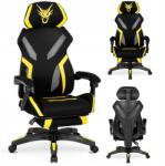 Mebel Elite Maximo Fekete-Sárga Forgószék Lábzsámollyal, Gamer Ifjúsági Szék (Krzesło Obrotowe Gracza z Podnóżkiem gamingu)