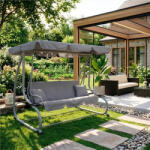 mx Szürke 3 személyes kerti hintaágy (mx105)