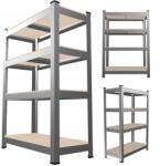 GardenLine Könyvespolc 4 Szintes Tároló Fém Garázs 150x70x30 Polc Teherbírás 150 Kg (GWI7792)