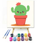  Integető kaktusz - gyerek számfestő készlet - 40×40 cm (Keret nélkül)
