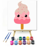  Vidám pálcikás fagyi - gyerek számfestő készlet - 20×20 cm (Keretre feszítve)