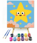  Mosolygós csillag - gyerek számfestő készlet - 40×40 cm (Keret nélkül)