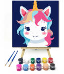  Csillogó szemű unikornis - gyerek számfestő készlet - 50×50 cm (Keretre feszítve)