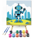  Városi robot - gyerek számfestő készlet - 30×30 cm (Keretre feszítve)