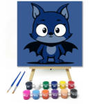  Bájos denevér mosolya - gyerek számfestő készlet - 20×20 cm (Keretre feszítve)