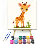  Kis zsiráf mosolya - gyerek számfestő készlet - 50×50 cm (Keretre feszítve)