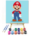  Bajuszos szerelő - gyerek számfestő készlet - 20×20 cm (Keretre feszítve)