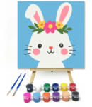  Vidám nyuszi - gyerek számfestő készlet - 50×50 cm (Keretre feszítve)