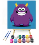  Huncut szörnyecske mosolya - gyerek számfestő készlet - 50×50 cm (Keretre feszítve)