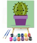  Mosolygós kaktusz - gyerek számfestő készlet - 30×30 cm (Keret nélkül)