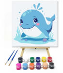  Mosolygós kis bálna - gyerek számfestő készlet - 50×50 cm (Keret nélkül)