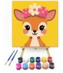  Bájos őzike koszorúja - gyerek számfestő készlet - 20×20 cm (Keretre feszítve)