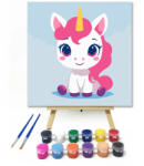  Bájos unikornis varázsa - gyerek számfestő készlet - 30×30 cm (Keret nélkül)