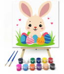  Játékos nyuszi tojásokkal - gyerek számfestő készlet - 40×40 cm (Keretre feszítve)