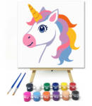  Tündéri unikornis varázsa - gyerek számfestő készlet - 50×50 cm (Keretre feszítve)