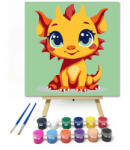  Csillogó sárkánymosoly - gyerek számfestő készlet - 40×40 cm (Keretre feszítve)