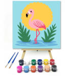  Flamingó a napfényben - gyerek számfestő készlet - 30×30 cm (Keret nélkül)
