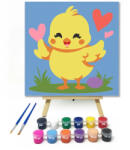  Huncut csibe szívecskéi - gyerek számfestő készlet - 40×40 cm (Keret nélkül)