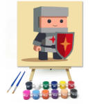  Pácélos kis lovag - gyerek számfestő készlet - 20×20 cm (Keretre feszítve)