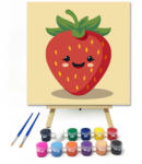  Vidám eper napja - gyerek számfestő készlet - 30×30 cm (Keretre feszítve)