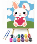  Álmodozó nyuszi szeretete - gyerek számfestő készlet - 50×50 cm (Keretre feszítve)