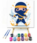  Bátor ninja kardcsapása - gyerek számfestő készlet - 30×30 cm (Keret nélkül)