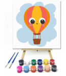  Vidám hőlégballon - gyerek számfestő készlet - 40×40 cm (Keretre feszítve)
