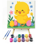  Mosolygós csibe - gyerek számfestő készlet - 30×30 cm (Keretre feszítve)