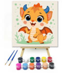  Barátságos kis sárkány - gyerek számfestő készlet - 20×20 cm (Keretre feszítve)