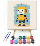  Játékos robot - gyerek számfestő készlet - 30×30 cm (Keretre feszítve)