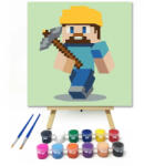  Bátor bányász - gyerek számfestő készlet - 40×40 cm (Keretre feszítve)