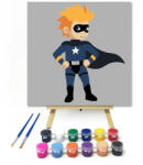  Fekete köpenyes szuperhős - gyerek számfestő készlet - 30×30 cm (Keretre feszítve)