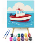  Békés motorcsónak - gyerek számfestő készlet - 30×30 cm (Keretre feszítve)