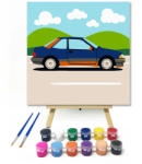  Kalandos autó kirándulása - gyerek számfestő készlet - 50×50 cm (Keretre feszítve)