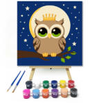  Kisbagoly koronája - gyerek számfestő készlet - 30×30 cm (Keret nélkül)
