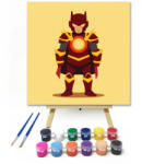  Piros páncélos szuperhős - gyerek számfestő készlet - 30×30 cm (Keretre feszítve)