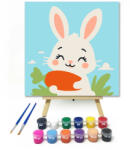  Mosolygós nyuszi répája - gyerek számfestő készlet - 50×50 cm (Keretre feszítve)